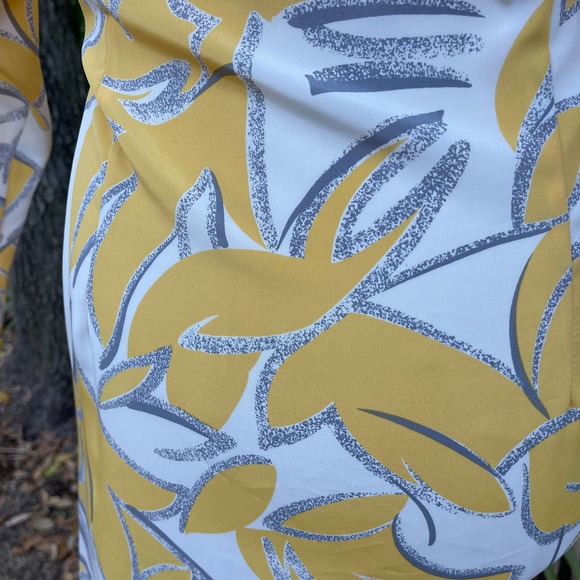 Vintage 90s Wrap Dress Yellow White Oversized Floral Print Lady Carol Size M L - Picture 10 of 13
